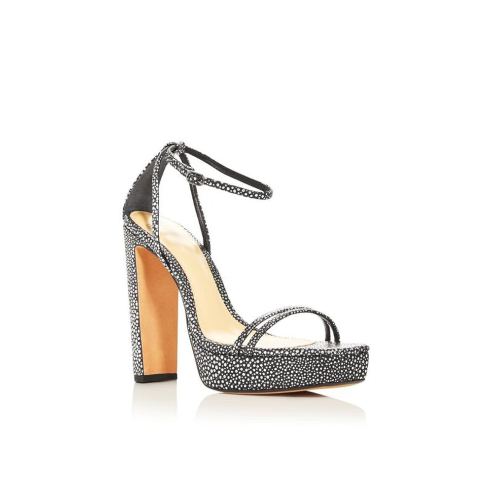 ALEXANDRE BIRMAN Womens Silver Designer Heel Lenny Square Toe Leather Sandals 38